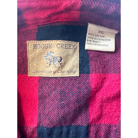 Moose Creek Mens XXL Buffalo Plaid Flannel Shirt Red Black Cotton Workwear - Picture 6 of 7